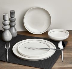 24 Parça Pure Platin İnside Bone Porselen Yemek Takımı