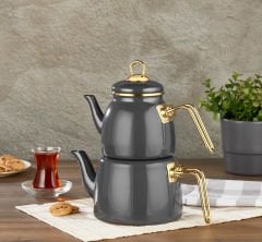 Monde Emaye Gri Çaydanlık Takımı