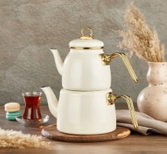 Monde Emaye White Çaydanlık Takımı